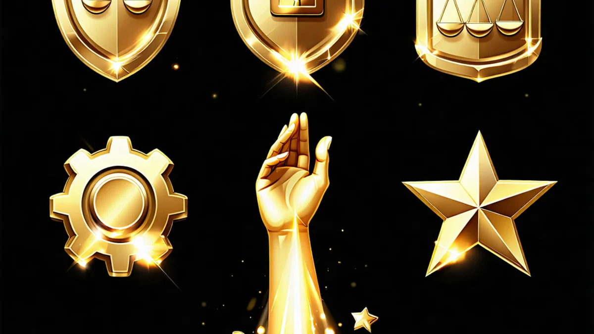 Biểu tượng thể hiện các giá trị cốt lõi của i9bet: uy tín, an toàn, công bằng, dịch vụ và đổi mới