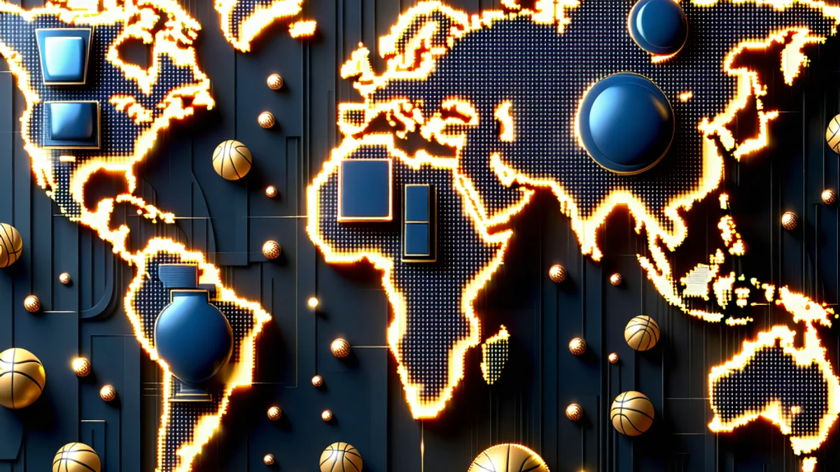 Hình ảnh các biểu tượng giải đấu bóng rổ lớn như NBA, EuroLeague, CBA, với nền màu xanh đậm và vàng, thể hiện sự đa dạng của các giải đấu mà i9bet cung cấp