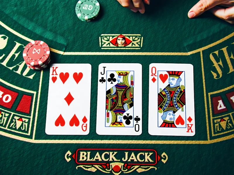 Bàn chơi Blackjack với các quân bài được sắp xếp chiến lược, minh họa cho kỹ thuật nâng cao và sự tập trung của người chơi tại i9bet.
