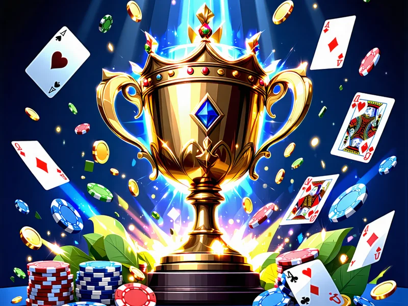 Hình ảnh một sân khấu với ánh đèn rực rỡ và biểu tượng vương miện, tượng trưng cho các sự kiện và giải đấu độc quyền, cao cấp của i9bet.