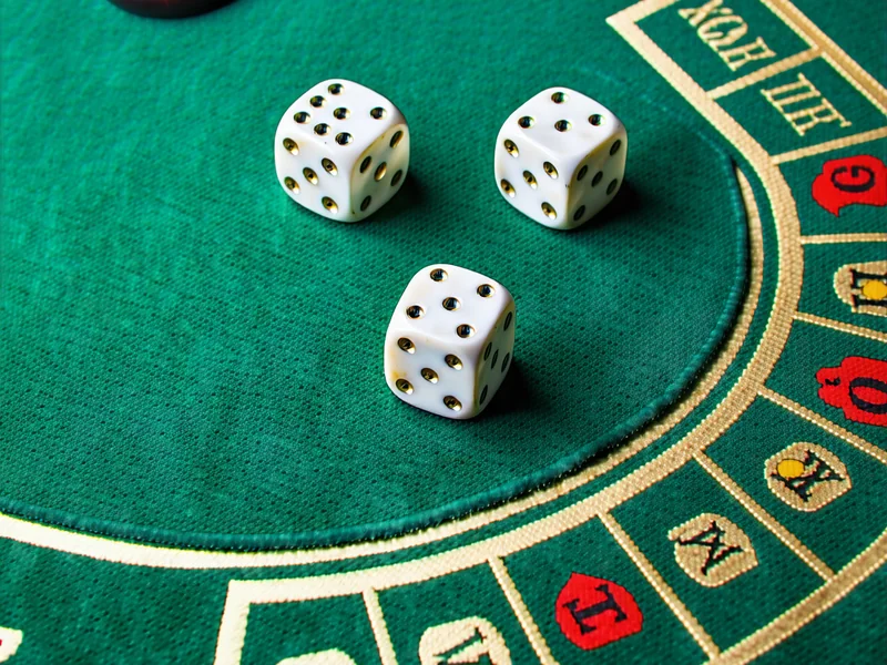 Hình ảnh bàn Sic Bo với ba viên xúc xắc và nhiều ô cược khác nhau tại i9bet