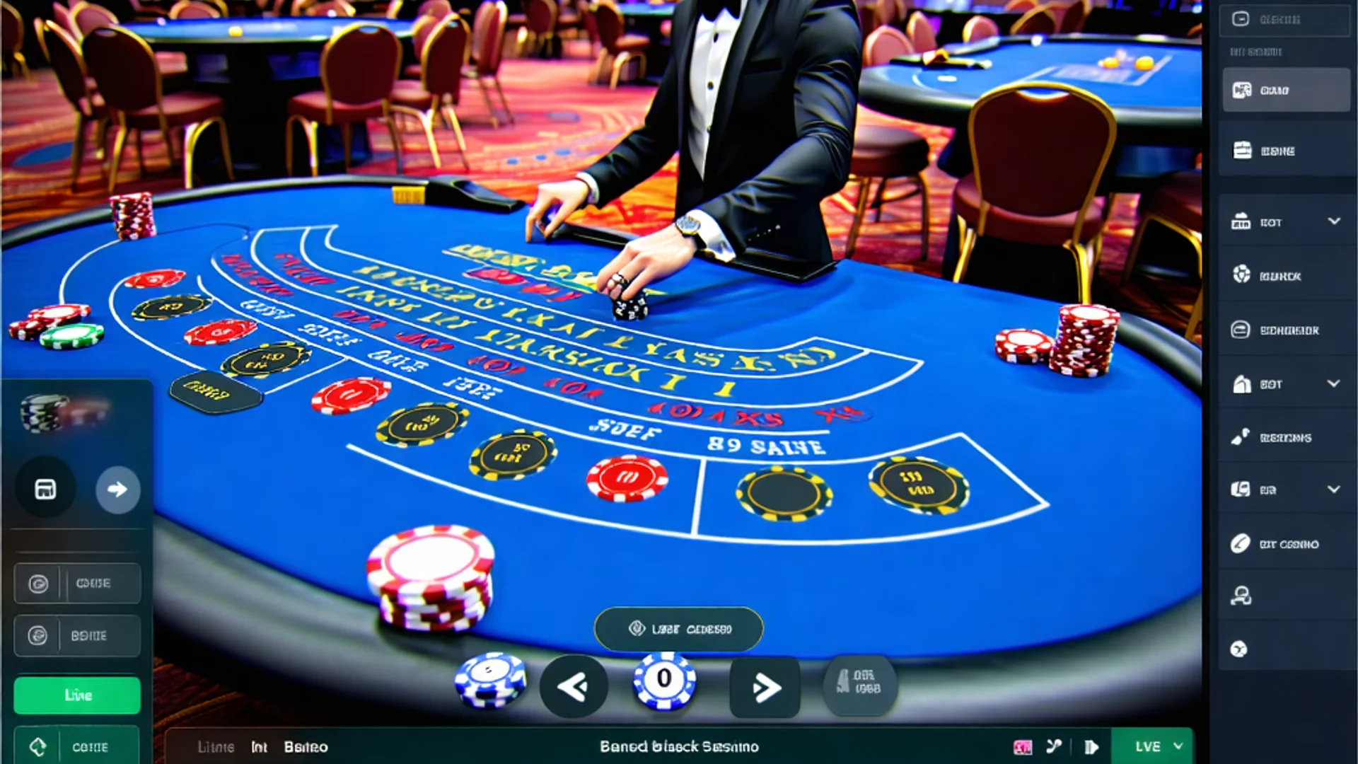 Giao diện nền tảng cá cược trực tuyến của i9bet, hiển thị các trò chơi casino trực tiếp và các tính năng hỗ trợ người chơi, nhấn mạnh sự uy tín và đa dạng.