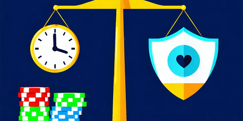 Hình ảnh biểu tượng cá cược có trách nhiệm, với các công cụ kiểm soát và thông điệp 'Chơi có chừng mực', thể hiện cam kết của i9bet về sự an toàn và sức khỏe người chơi