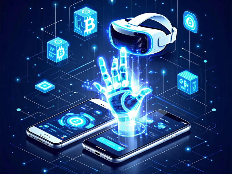 Hình ảnh đại diện cho xu hướng công nghệ trong ngành cá cược, với AI, blockchain và VR, thể hiện sự đổi mới của i9bet, i9bet41